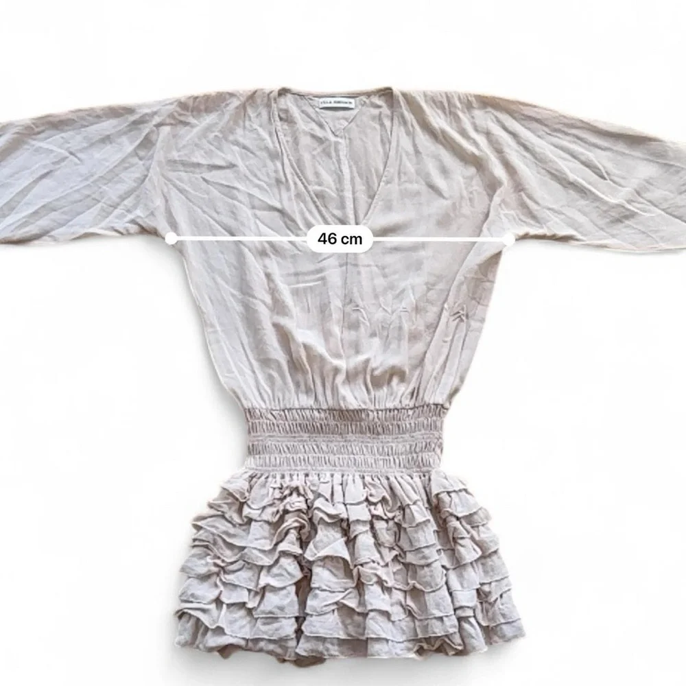 Ulla Johnson 100% Silk Piera Pleated Ruffled Matte Satin Drop Waist Dress Size 0 - Picture 13 of 16